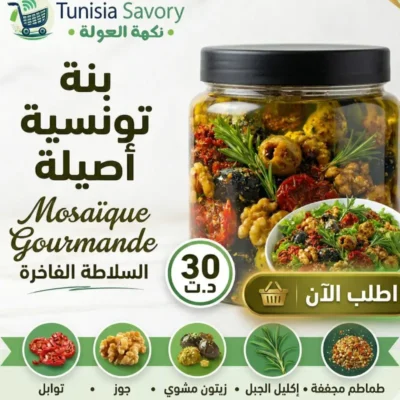 Mélange tomates séchées olives noires noix thym naturel méditerranéen